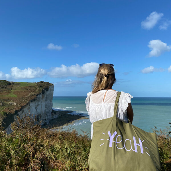 große Yeah Tasche Strandtasche Herbst grün lila Flieder - Atlantikküste Frankreich